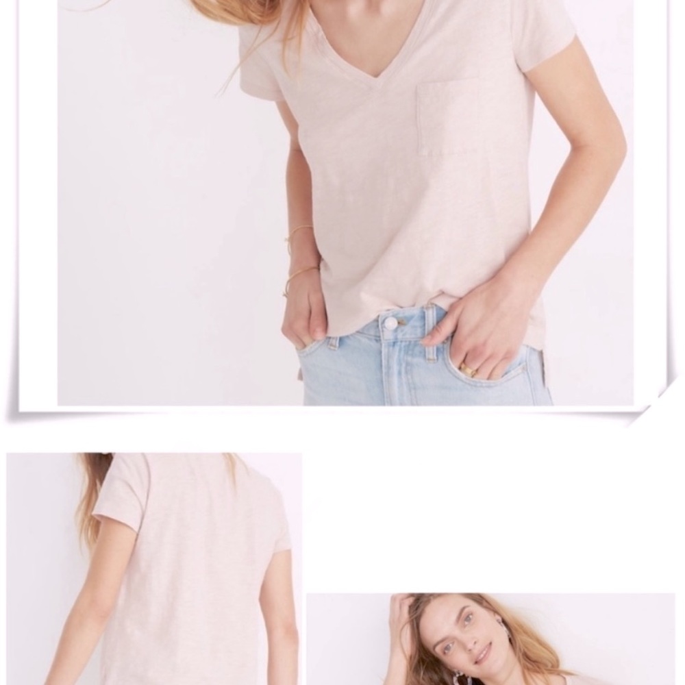 MADEWELL Whisper Cotton Powder Pink Tissue V-neck T-Shirt